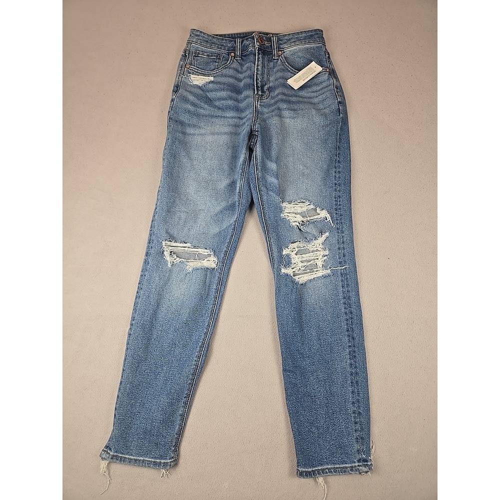 OFLUCK Women's Distressed Jeans, Size 2, Mid-Rise